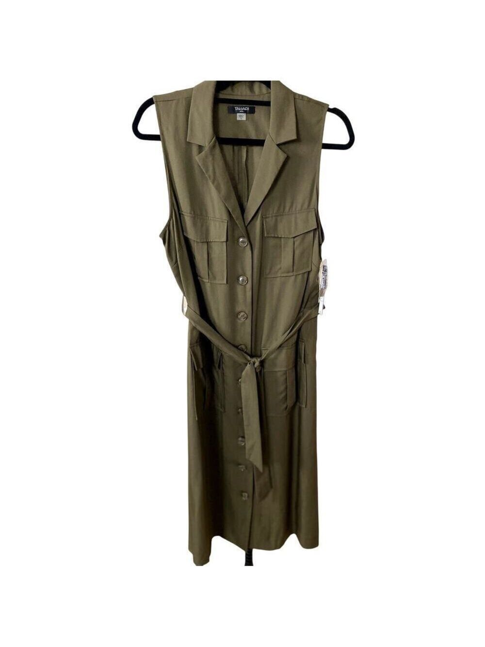 Tahari Tabatha Olive Sleeveless Utility Dress - Size 12 (NWT)